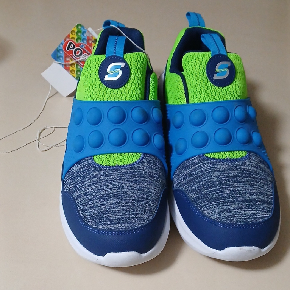 Skechers Kids' Green and Blue Slip-On Sneakers Size 6 NWT